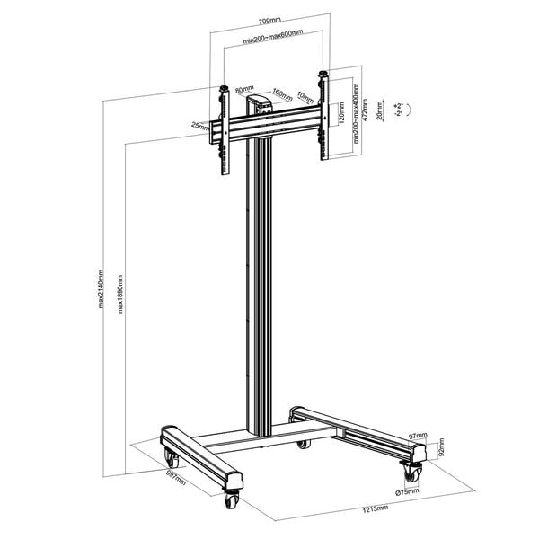 Support sur roulettes pour écran TV 32" - 75"  - Accessoire écran - 2