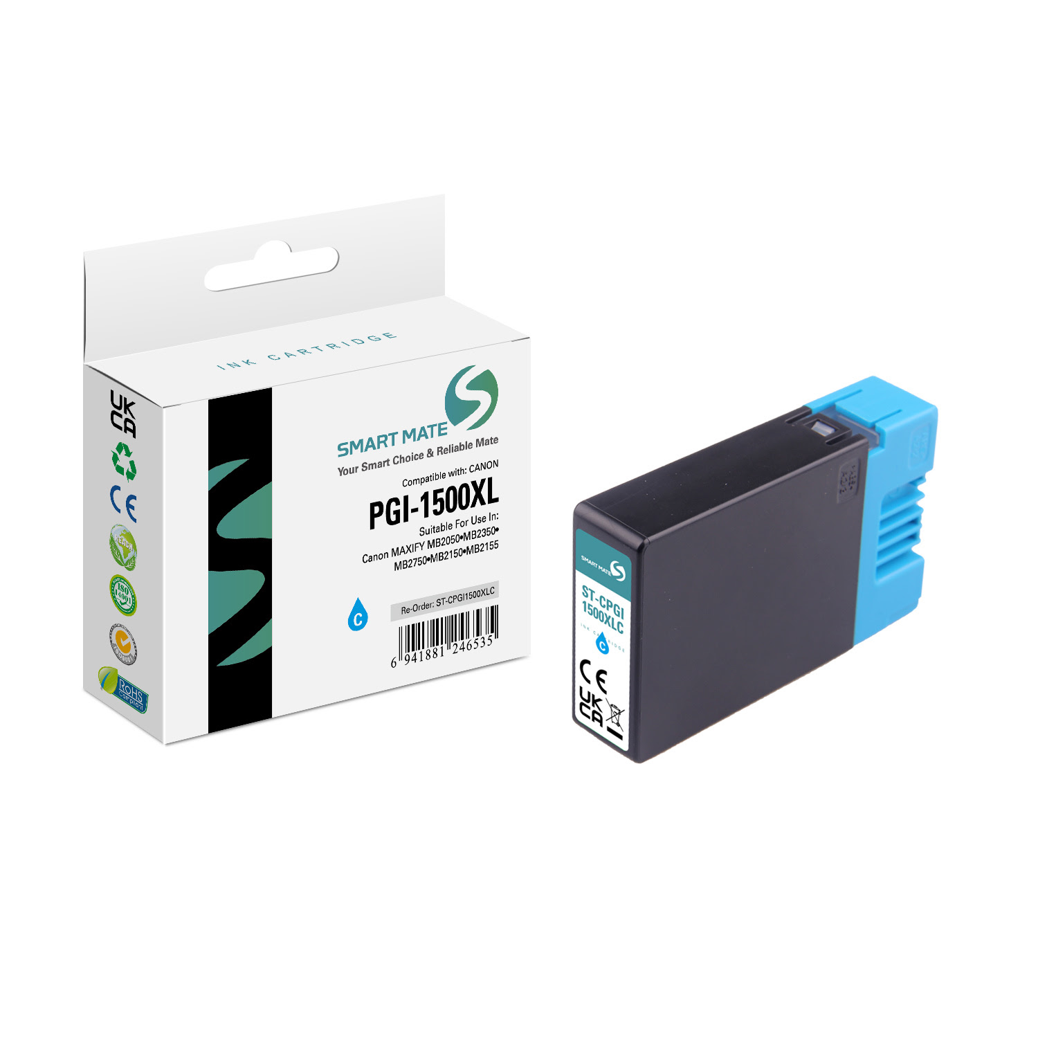 Cartouche PGI-1500XLC Cyan pour imprimante Jet d'encre Compatible Canon - 0