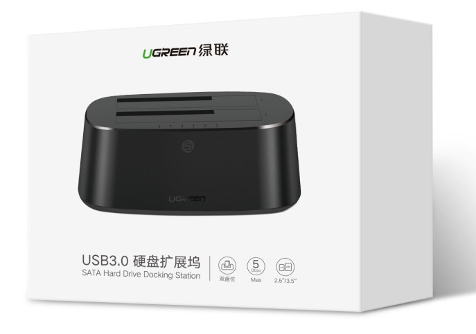 UGREEN USB 3.0 vers SATA/HDD/SSD/2.5"/3.5"/1m/Noir - Boîtier externe - 1