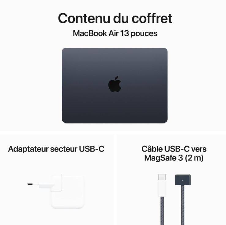 Apple MacBook Air M3 13" Minuit (MC8K4FN/A) - Achat / Vente MacBook sur grosbill.com - 3