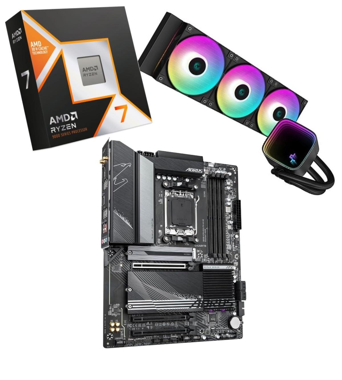 Coal Pack - 9800x3D + B650 Aorus AX V2 + LS720 SE  - grosbill.com - 0