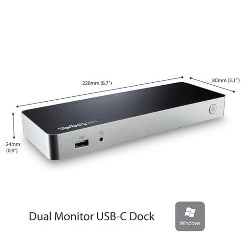 Windows Dual Monitor USB C Dock - 60W PD - Achat / Vente sur grosbill.com - 1