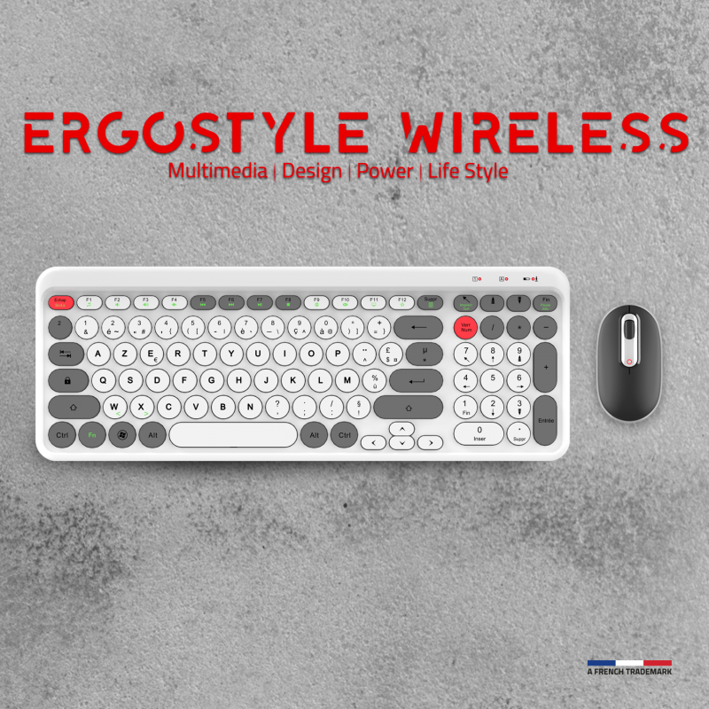 Advance ERGOSTYLE COMBO sans fil RF/Silencieux/Blanc Gris - Pack Clavier/Souris - 2