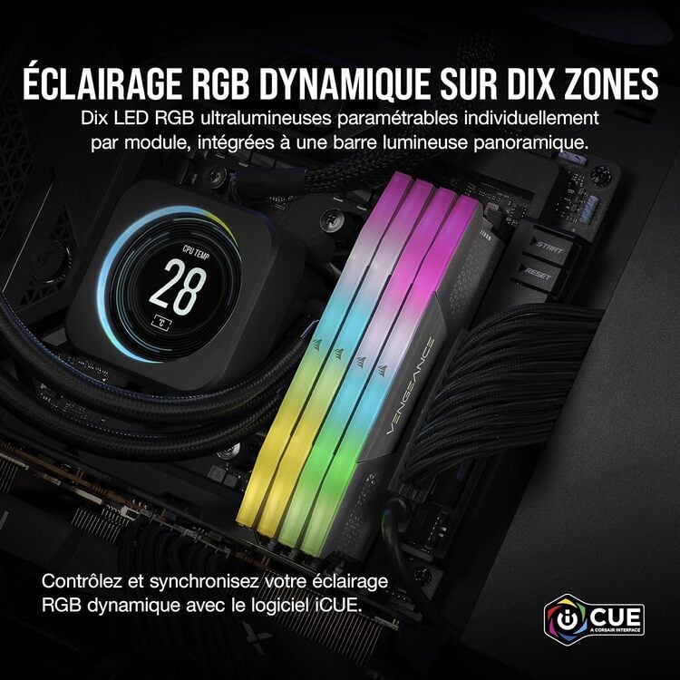 Corsair Vengeance RGB 32Go (2x16Go) DDR5 6000MHz - Mémoire PC Corsair sur grosbill.com - 3