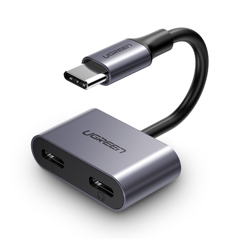 Adaptateur 2en1 USB-C vers USB-C/60W/10cm/Gris - Connectique PC/Téléphonie  - 0