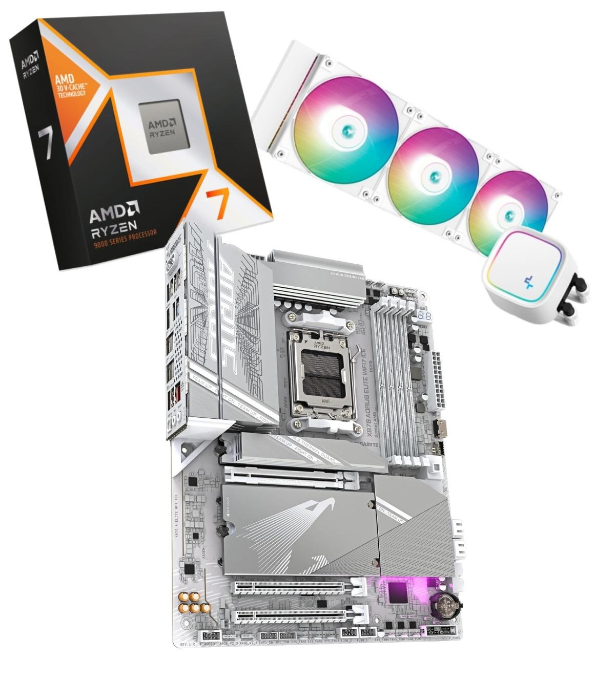 ICE Pack X - 9800x3D + X870 A ELITE ICE + LE720 WH - grosbill.com - 0