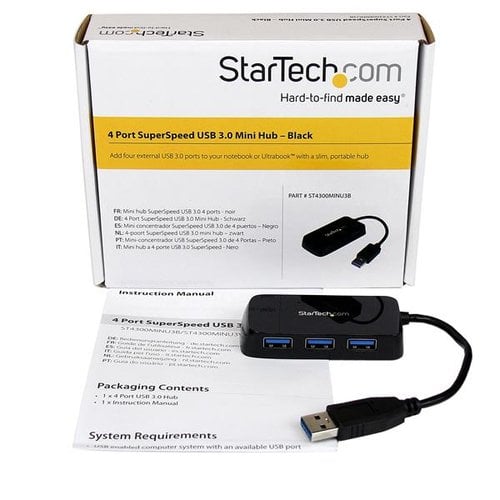 Portable 4 Port Mini USB 3.0 Hub - Black - Achat / Vente sur grosbill.com - 4