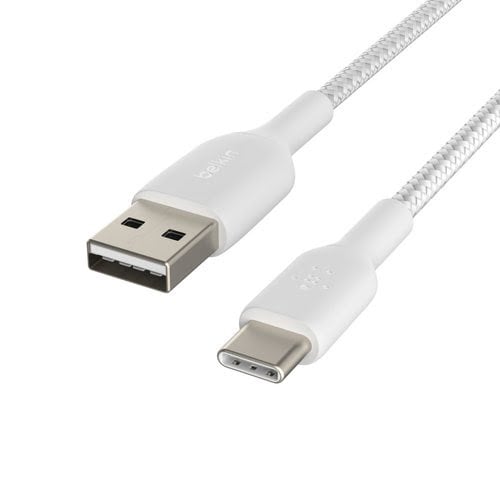 USB-A to USB-C Cable Braided 0.15M White - Achat / Vente sur grosbill.com - 1