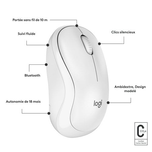 Logitech M240 SILENT WHITE - Souris PC Logitech - grosbill.com - 6