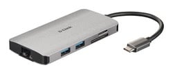 Accessoire PC portable D-Link 8 Ports - USB-C vers HDMI/Eth/USB/USB-C/microSD/SD Grosbill