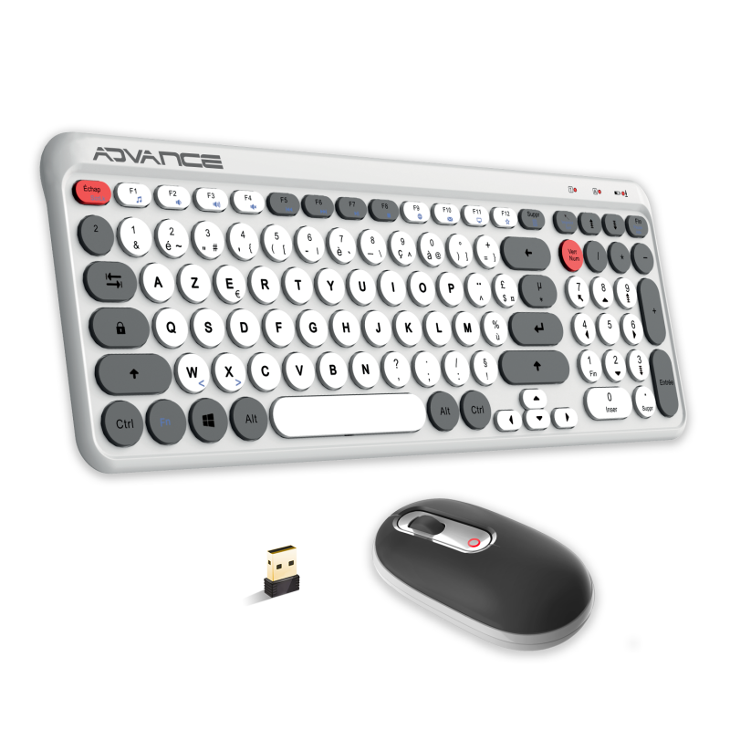 Advance ERGOSTYLE COMBO sans fil RF/Silencieux/Blanc Gris - Pack Clavier/Souris - 0