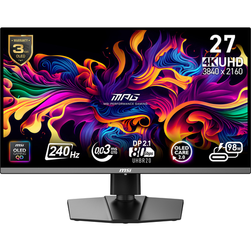 Ecran PC MSI MPG 272URX - 26.5" 4K QD-OLED 240Hz 0.03ms Pivot USB-C compatible G-SYNC Grosbill