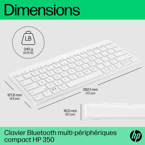 HP 350 WHT Compact Multi-Device KBD - Achat / Vente sur grosbill.com - 11