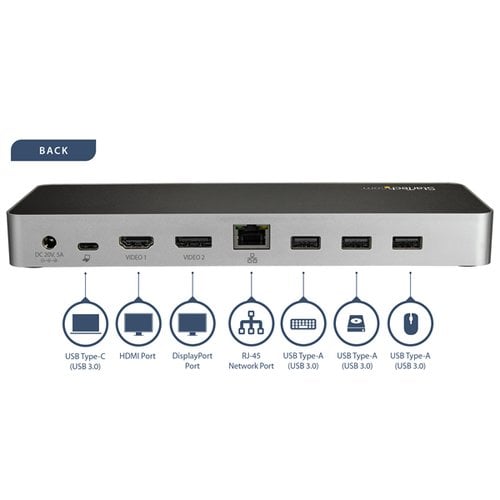 Dual Monitor USB C Dock - 60W PD - SD - Achat / Vente sur grosbill.com - 4