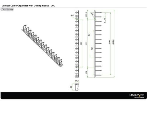 3ft Vertical D-Ring Hook Cable Organizer - Achat / Vente sur grosbill.com - 8