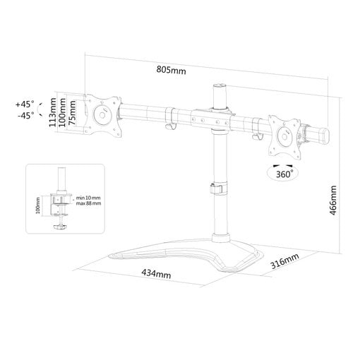 Desk Mount Dual 19-27" Full Motion BLACK - Achat / Vente sur grosbill.com - 4