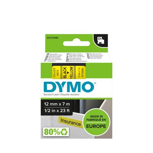 Dymo D1 - TAPE DYMO 12MMX7M - Achat / Vente Consommable imprimante sur grosbill.com - 1