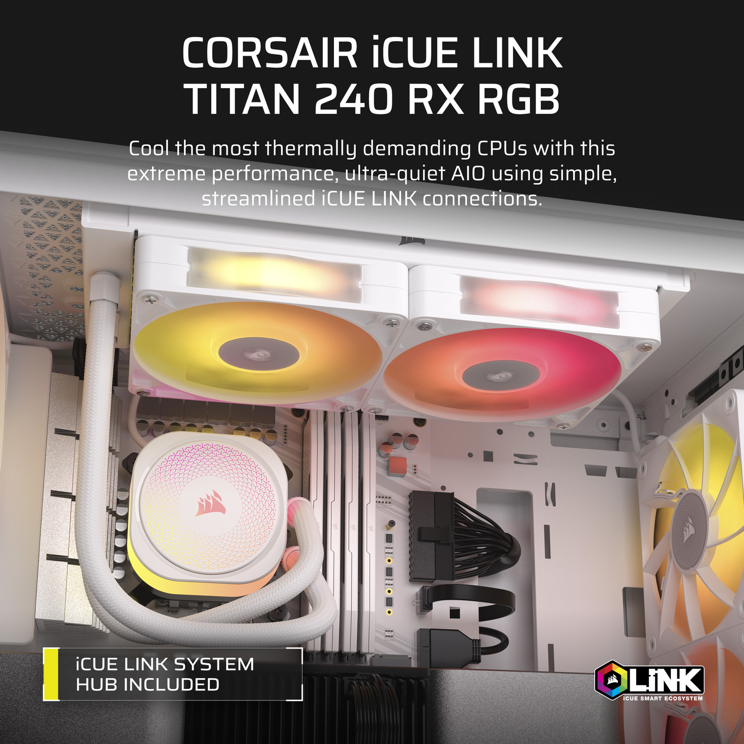 Corsair iCUE LINK TITAN - 240 RX RGB AIO/240mm - Blanc - Watercooling - 1