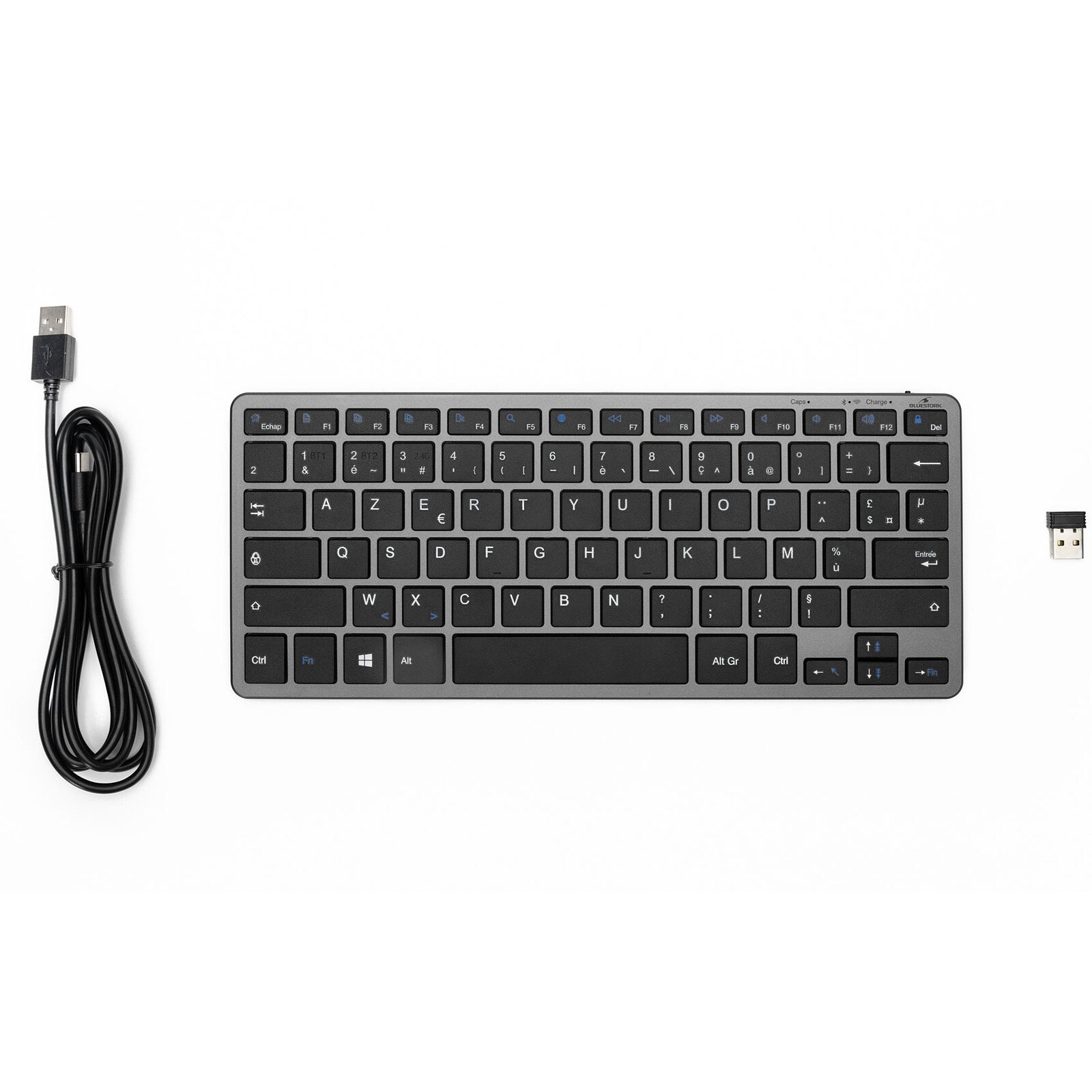 Bluestork KB MINI PC Bluetooth/2.4Ghz/Gris et Noir - Clavier PC - 3