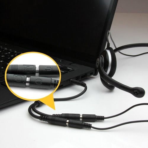 Headset adapter with headphone/mic plugs - Achat / Vente sur grosbill.com - 4