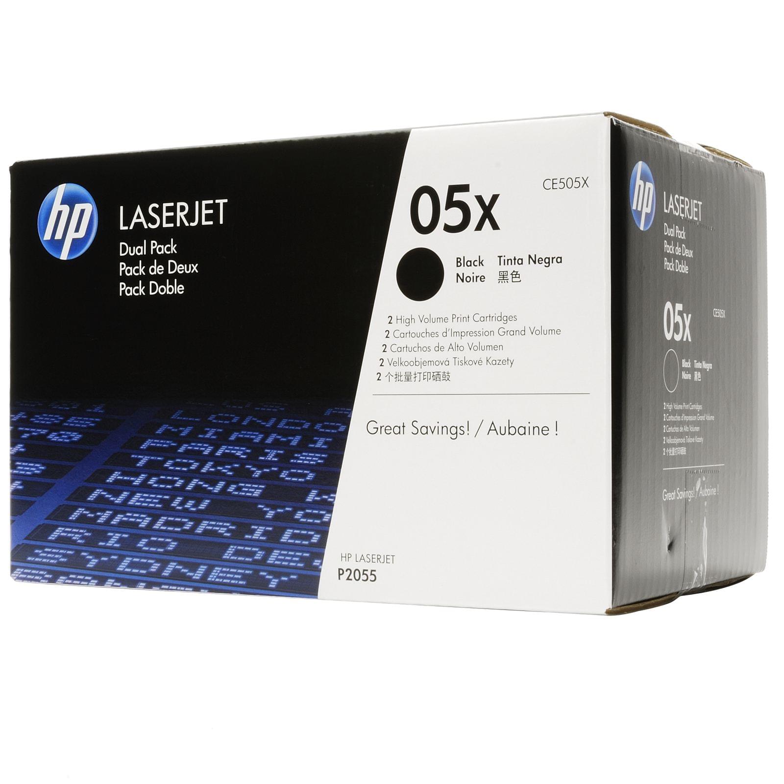 Pack 2xToner CE505XD Noir pour imprimante  HP - 0