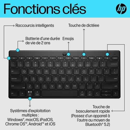 HP 350 BLK Compact Multi-Device KBD - Achat / Vente sur grosbill.com - 15