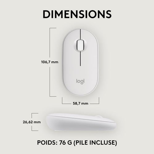 Logitech PEBBLE M350S White - Souris PC Logitech - grosbill.com - 9