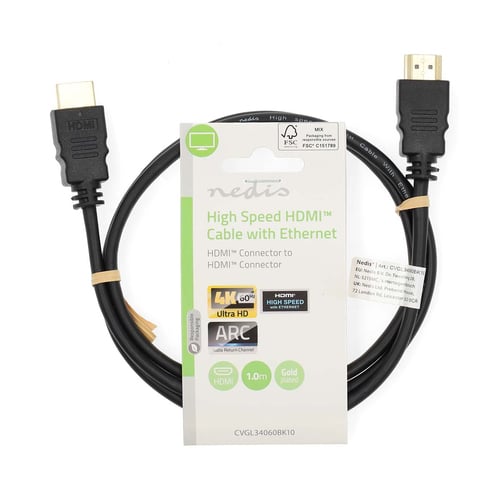 Câble HDMI 4K 60Hz Haute Vitesse - Noir - 1m - 2