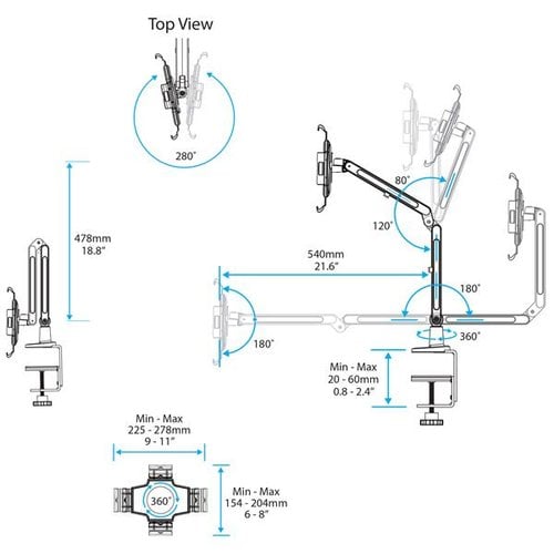 Tablet Stand Desk Mount - White - Achat / Vente sur grosbill.com - 4