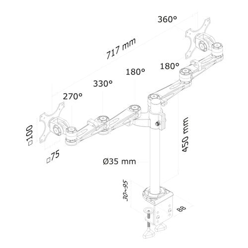 Desk Mount Dual 10-27" Clamp SILVER - Achat / Vente sur grosbill.com - 2