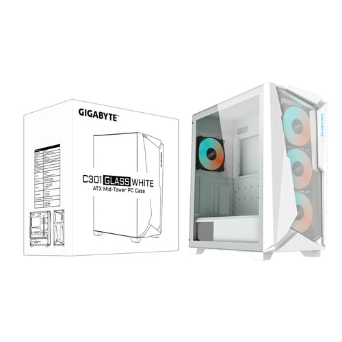 Gigabyte C301 GLASS WHITE V2  - Boîtier PC Gigabyte - grosbill.com - 7