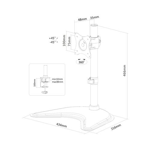 Desk Mount 10-30" Tilt/Rotate/Swivel BLK - Achat / Vente sur grosbill.com - 2