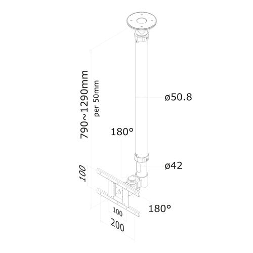 Ceiling Mount 10-30" Tilt/Rot/Swiv BLACK - Achat / Vente sur grosbill.com - 2