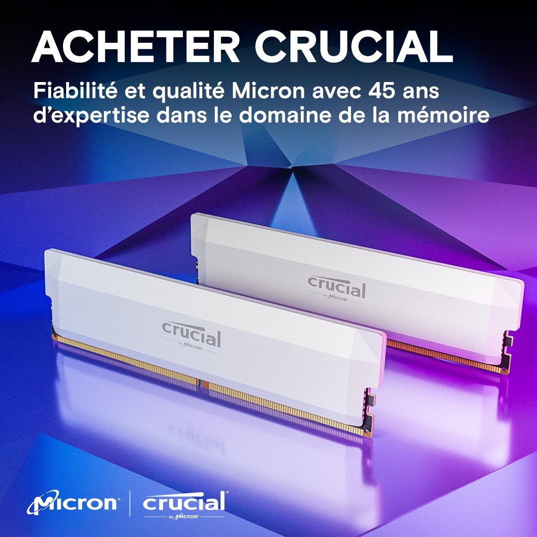 Crucial Pro Overclocking Edition 32Go (2x16Go) DDR5 6000MHz - Mémoire PC Crucial sur grosbill.com - 5