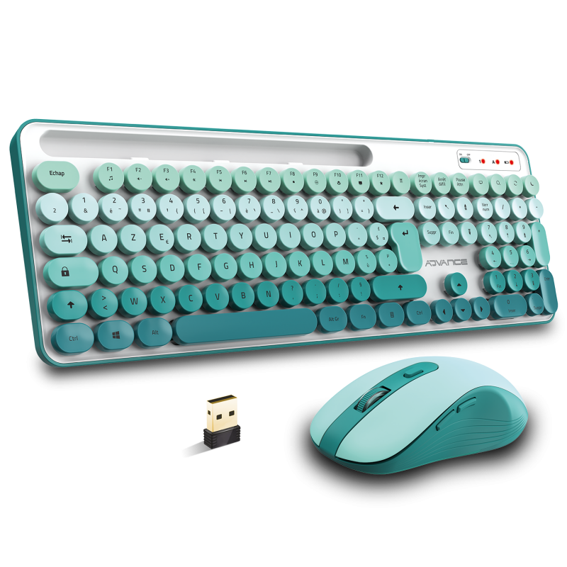 Advance PEP'S WIRELESS sans fil/Silencieux/Blanc Vert - Pack Clavier/Souris - 0