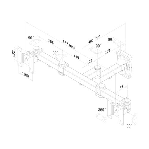 Wall Mount Dual 10-27" FullMotion SILVER - Achat / Vente sur grosbill.com - 2