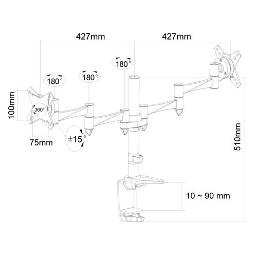 Desk Mount Dual 10-27" Clamp SILVER - Achat / Vente sur grosbill.com - 3