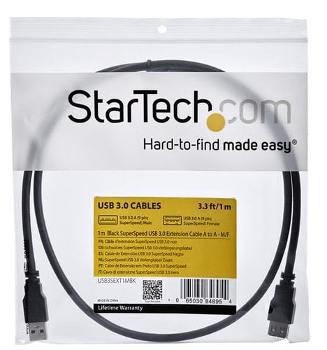 1m Black USB 3.0 Extension Cable M/F - Achat / Vente sur grosbill.com - 4