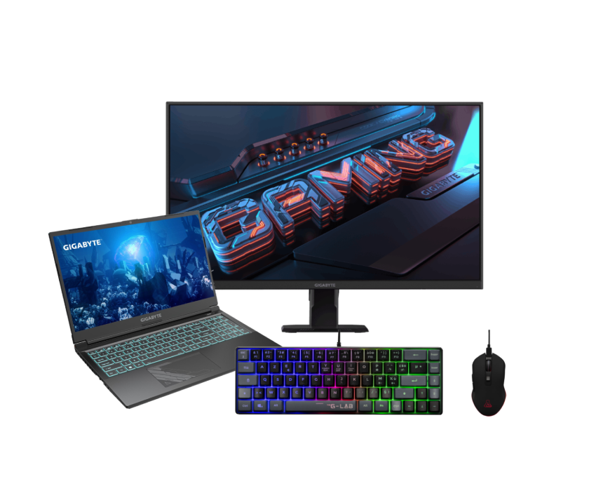 PC portable Gigabyte G5 MF5 - 15.6" FHD 144Hz i7-13620H RTX 4050 16Go 1To W11 + 27" FHD 165Hz IPS + clavier/souris Grosbill