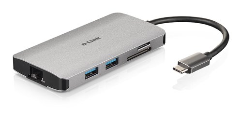 8 Ports - USB-C vers HDMI/Eth/USB/USB-C/microSD/SD - D-Link - 1