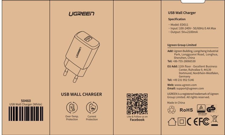 Chargeur secteur USB/1 port/10W/Noir - Connectique PC/Téléphonie  - 1