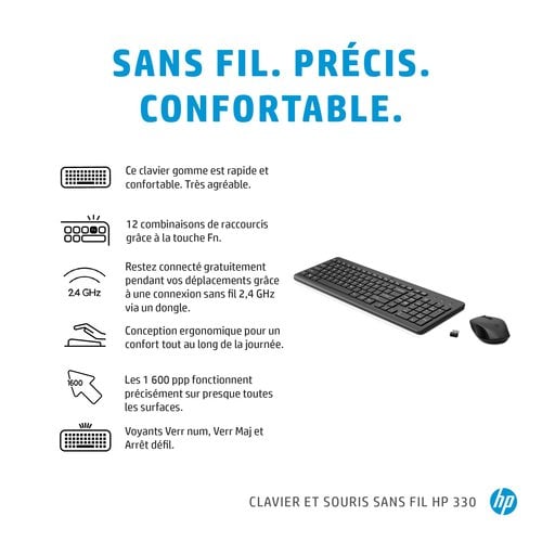 HP 330 Wireless Mouse+Keyboard Combina - Achat / Vente sur grosbill.com - 6