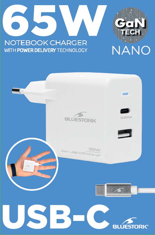 Bluestork 65W USB C - Blanc/Détachable  (PW-NB-65-C-GAN-W) - Achat / Vente Accessoire alimentation sur grosbill.com - 7