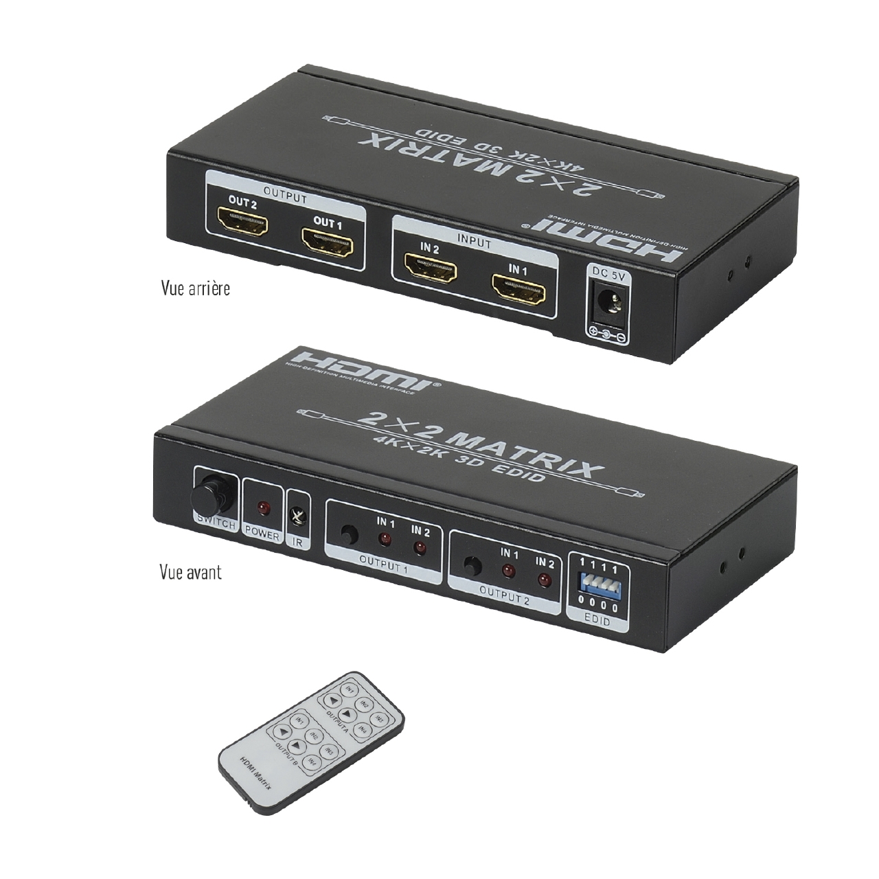 Matrice HDMI 2x2 - 4K/30ips - 10.2 gbps -  Erard - grosbill.com - 0