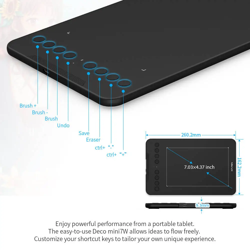 XPPEN Deco Mini 7W/5080LPI/7"/Noir - Tablette graphique XPPEN - 2