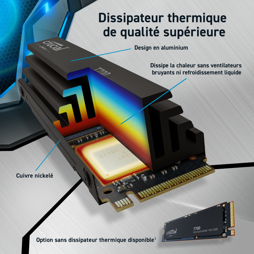 Crucial T700 rad  M.2 - Disque SSD Crucial - grosbill.com - 2