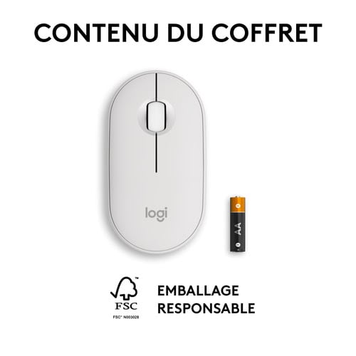 Logitech PEBBLE M350S White - Souris PC Logitech - grosbill.com - 10