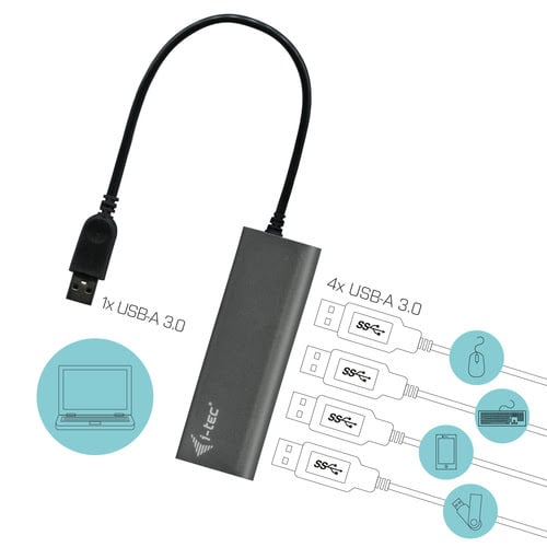 I-TEC USB 3.0 Metal Charging HUB 4 Port with power adaptor 4xUSB charging port. For Tablets Notebook - Achat / Vente sur grosbill.com - 3