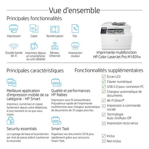  Color LaserJet Pro MFP M183fw (7KW56A#B19) - Achat / Vente sur grosbill.com - 6