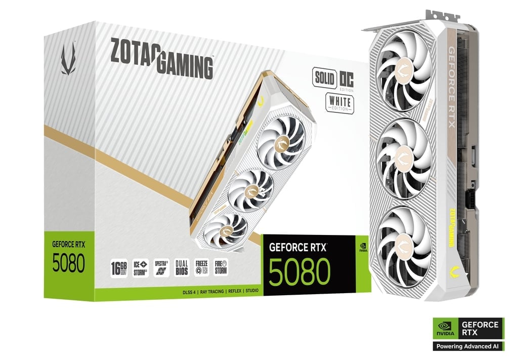 Carte graphique ZOTAC GeForce RTX 5080 SOLID OC WHITE ED 16GB Grosbill